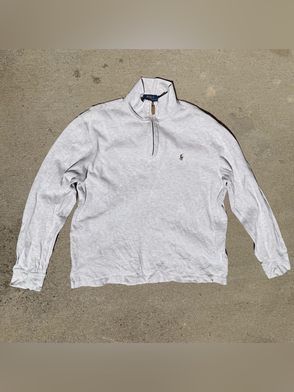 Polo Ralph Lauren Estate Rib Quarter Zip Pullover Sweater Light Gray Men's M
